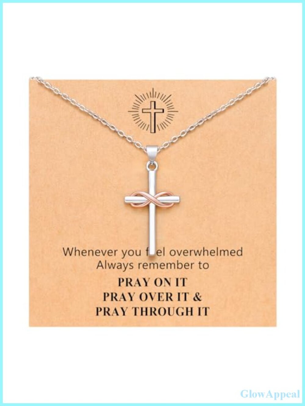 Silver Cross Pendant Necklace Infinity Symbol For Women Girls Christian Gift